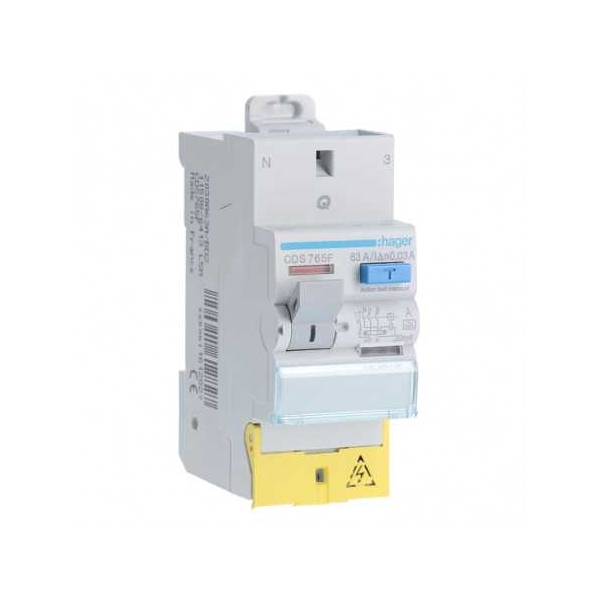 HAGER - Inter différentiel 2P - 63A - 30mA - Type A - AUTO - Réf : CDS765F