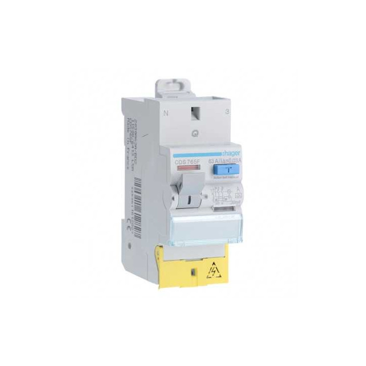 HAGER - Inter différentiel 2P - 63A - 30mA - Type A - AUTO - Réf : CDS765F