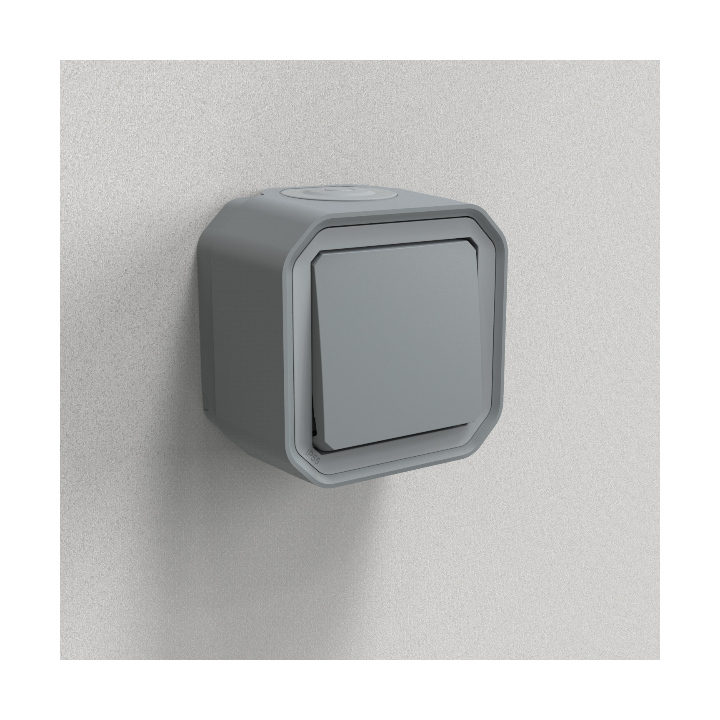 Legrand - Plexo L - Bouton poussoir - Saillie - Gris - 10A - IP55/IK08 - Réf : 069720L