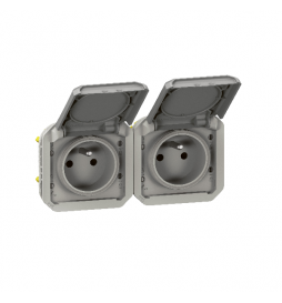 Legrand Plexo - Double prise 2P+T - 16A - 250V - composable - précâblée - horizontale - IP55/IK08 - 069562L