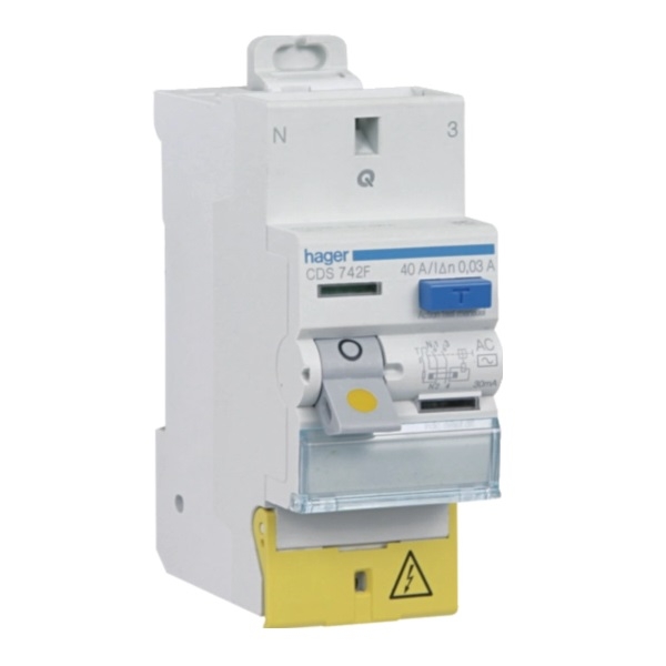 HAGER - Inter différentiel 2P - 40A - 30mA - Type AC - AUTO - Réf : CDS742F