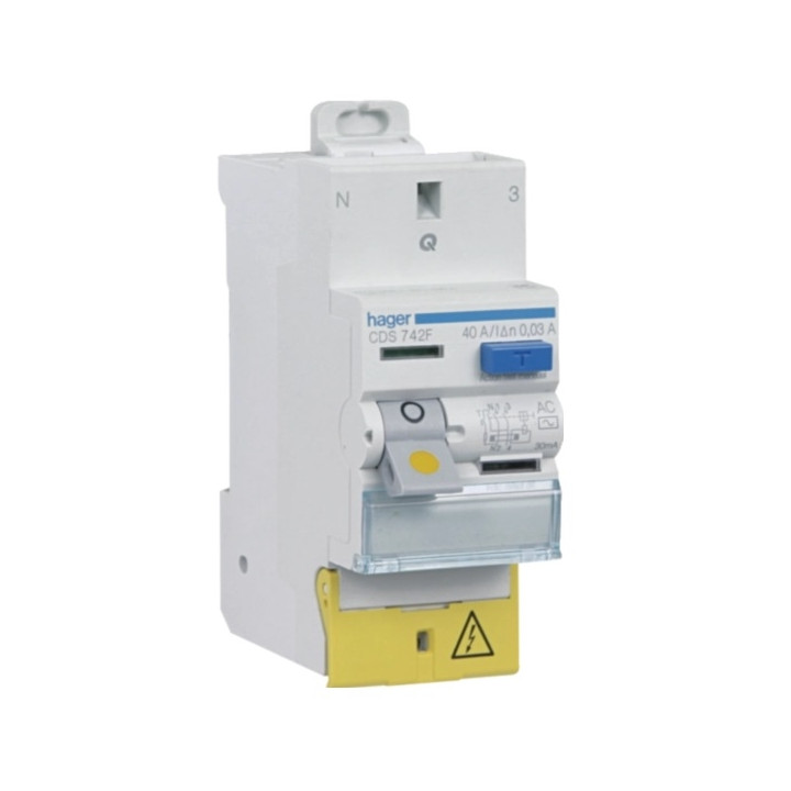 HAGER - Inter différentiel 2P - 40A - 30mA - Type AC - AUTO - Réf : CDS742F