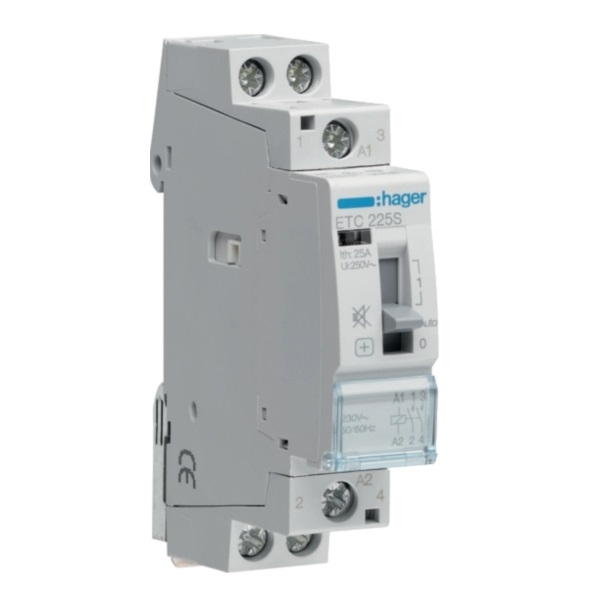 Hager - Contacteur Silencieux JN 25A - 2F - 230V - Réf : ETC225S