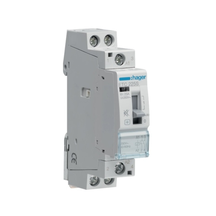 Hager - Contacteur Silencieux JN 25A - 2F - 230V - Réf : ETC225S