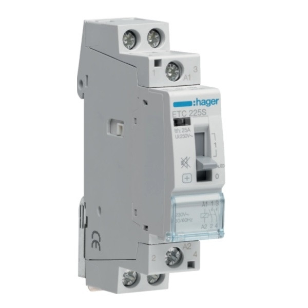 Hager - Contacteur Silencieux JN 25A - 2F - 230V - Réf : ETC225S