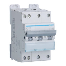 Hager - Disj. 3P+N - 6-10kA - Courbe C - 10A 3m - Réf : NFT810