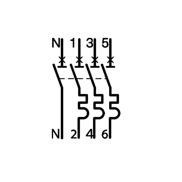 Hager - Disj. 3P+N - 6-10kA - Courbe C - 20A 3m - Réf : NFT820