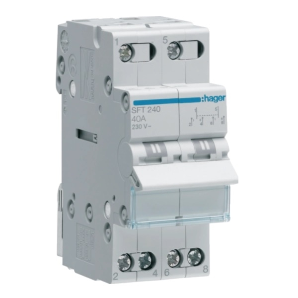 Hager - Inverseur 2P 40A - amont - I-0-II - Réf : SFT240