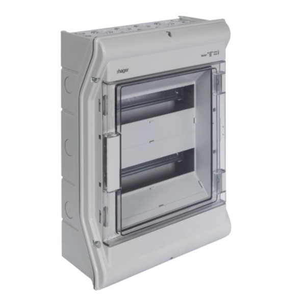 Hager - Tableau étanche IP65 - 24M - 2 rangées de 12M - Réf : VE212F