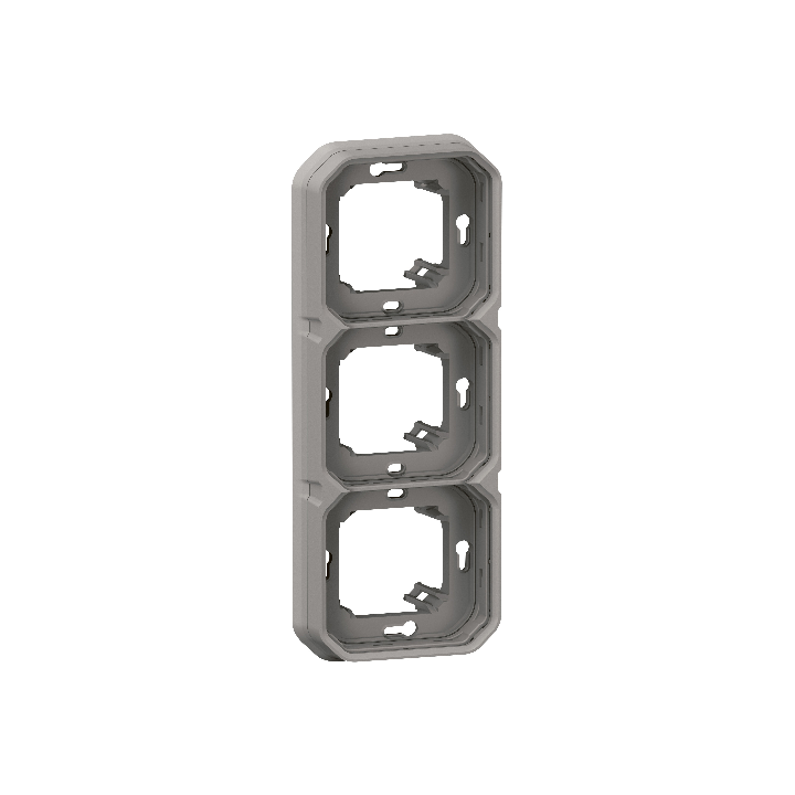 Legrand - Plexo L - Support plaque étanche - Encastré - 3 postes - Horizontal ou vertical - Gris - Réf : 069687L