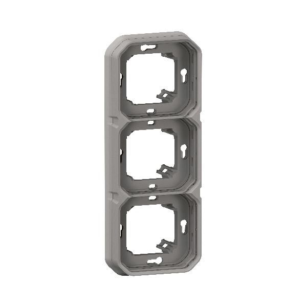 Legrand - Plexo L - Support plaque étanche - Encastré - 3 postes - Horizontal ou vertical - Gris - Réf : 069687L