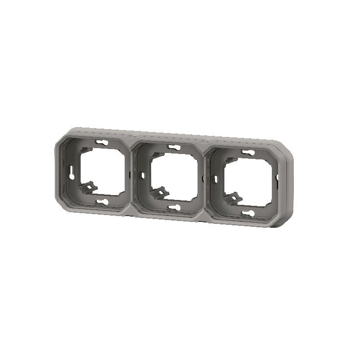 Legrand - Plexo L - Support plaque étanche - Encastré - 3 postes - Horizontal ou vertical - Gris - Réf : 069687L