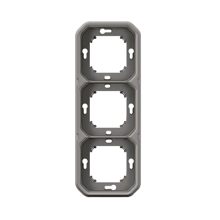 Legrand - Plexo L - Support plaque étanche - Encastré - 3 postes - Horizontal ou vertical - Gris - Réf : 069687L