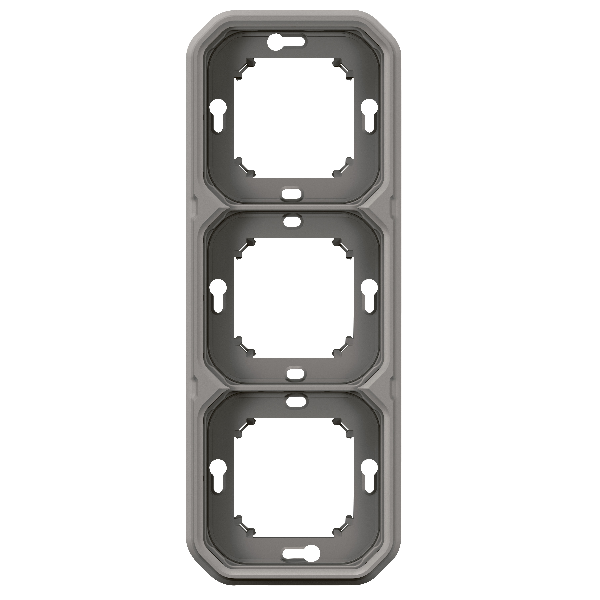 Legrand - Plexo L - Support plaque étanche - Encastré - 3 postes - Horizontal ou vertical - Gris - Réf : 069687L