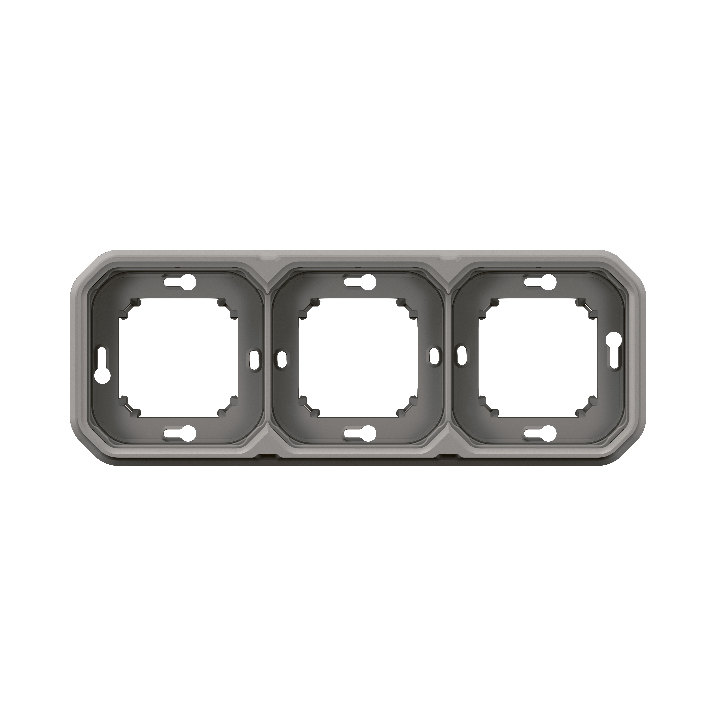 Legrand - Plexo L - Support plaque étanche - Encastré - 3 postes - Horizontal ou vertical - Gris - Réf : 069687L