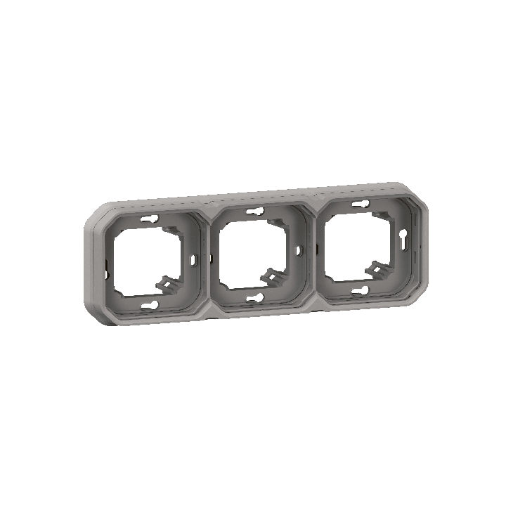 Legrand - Plexo L - Support plaque étanche - Encastré - 3 postes - Horizontal ou vertical - Gris - Réf : 069687L