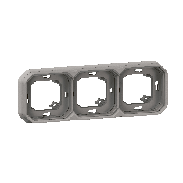Legrand - Plexo L - Support plaque étanche - Encastré - 3 postes - Horizontal ou vertical - Gris - Réf : 069687L