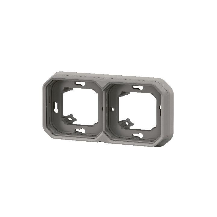 Legrand - Plexo L - Support plaque étanche - Encastré - 2 postes - Horizontal ou vertical - Gris - Réf : 069683L