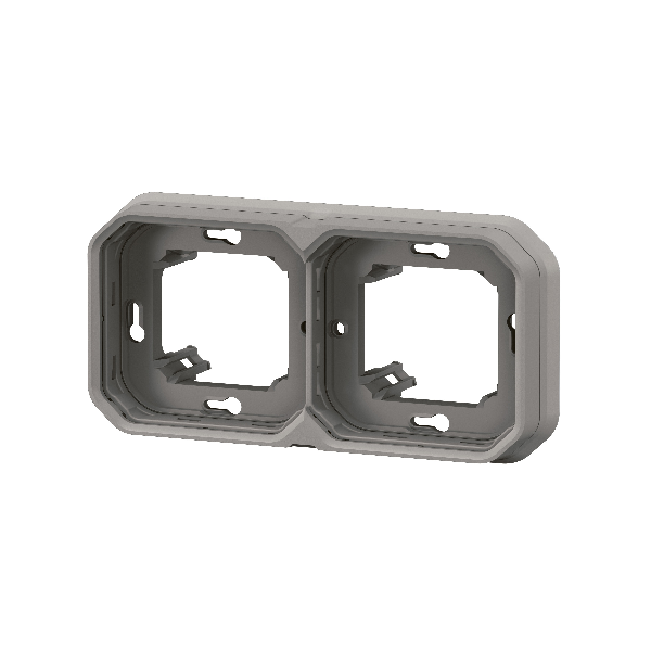 Legrand - Plexo L - Support plaque étanche - Encastré - 2 postes - Horizontal ou vertical - Gris - Réf : 069683L