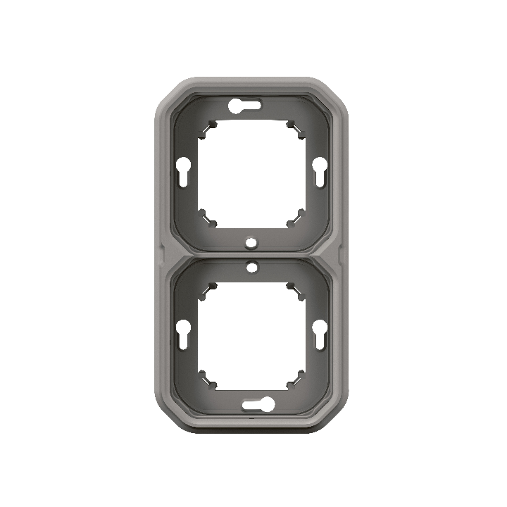 Legrand - Plexo L - Support plaque étanche - Encastré - 2 postes - Horizontal ou vertical - Gris - Réf : 069683L