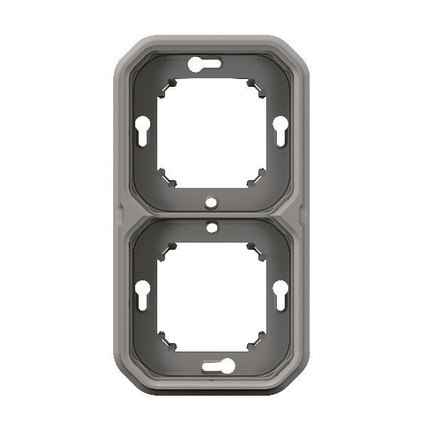 Legrand - Plexo L - Support plaque étanche - Encastré - 2 postes - Horizontal ou vertical - Gris - Réf : 069683L