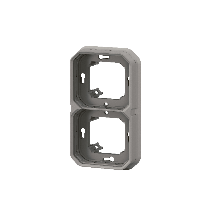 Legrand - Plexo L - Support plaque étanche - Encastré - 2 postes - Horizontal ou vertical - Gris - Réf : 069683L