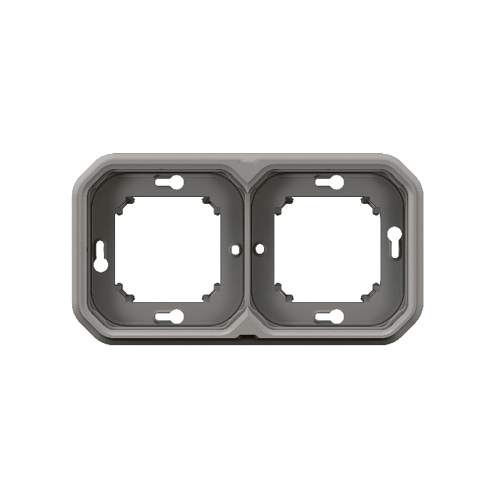 Legrand - Plexo L - Support plaque étanche - Encastré - 2 postes - Horizontal ou vertical - Gris - Réf : 069683L