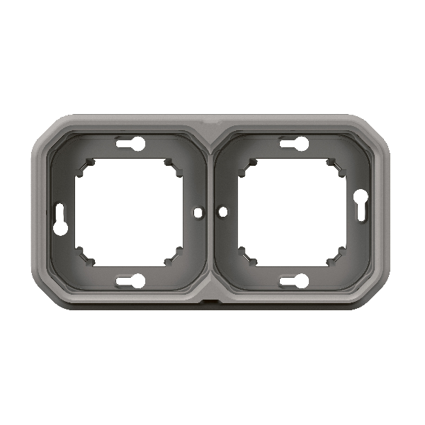 Legrand - Plexo L - Support plaque étanche - Encastré - 2 postes - Horizontal ou vertical - Gris - Réf : 069683L