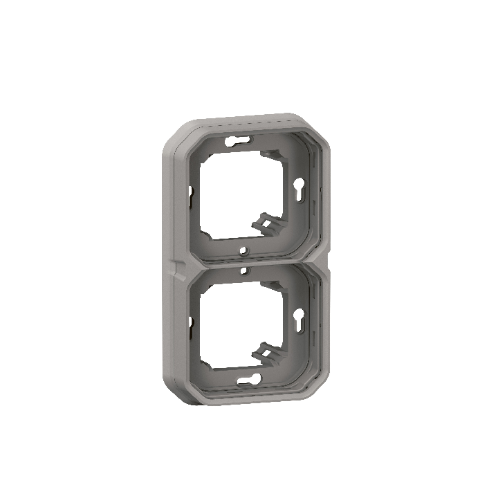 Legrand - Plexo L - Support plaque étanche - Encastré - 2 postes - Horizontal ou vertical - Gris - Réf : 069683L