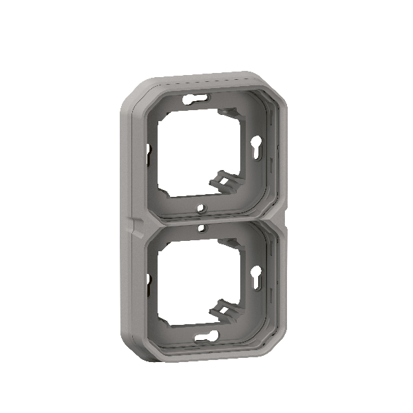 Legrand - Plexo L - Support plaque étanche - Encastré - 2 postes - Horizontal ou vertical - Gris - Réf : 069683L
