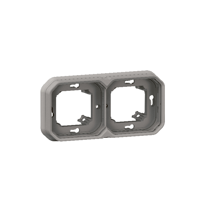 Legrand Plexo - Support plaque étanche - Encastré - 2 postes - Horizontal ou vertical - Gris - Réf : 069683L