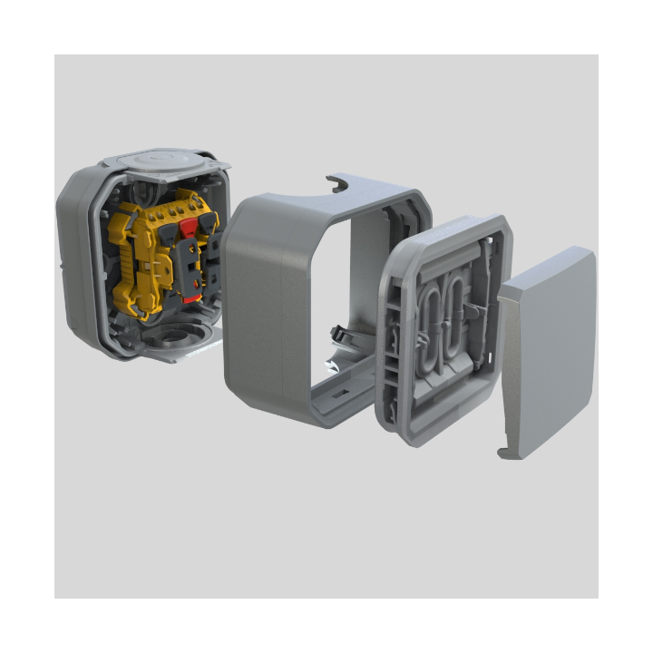 Legrand Plexo - Poussoir - 10A - 250V - composable - étanche - IP55/IK08 - Gris - Réf : 069540L