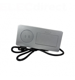 GTV Lighting - Bloc prise à encastrer AVARO - chargeur induction - 1 prise - 2 USB - Aluminium - Réf.: AE-PB1FAVAP-53