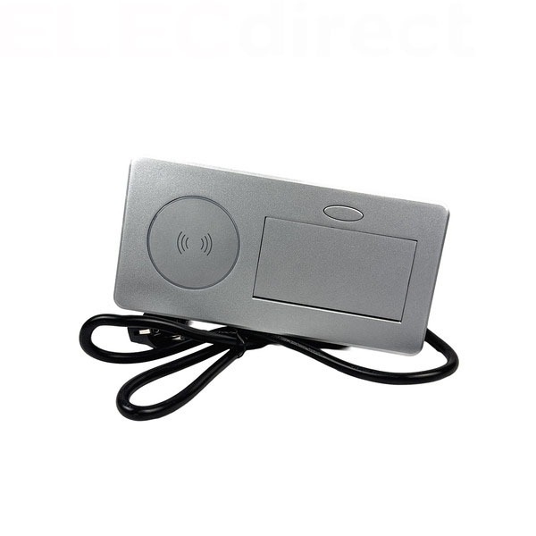 GTV Lighting - Bloc prise à encastrer AVARO - chargeur induction - 1 prise - 2 USB - Aluminium - Réf.: AE-PB1FAVAP-53