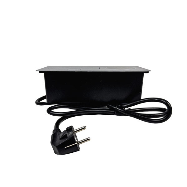 GTV Lighting - Bloc prise à encastrer AVARO - chargeur induction - 1 prise - 2 USB - Aluminium - Réf.: AE-PB1FAVAP-53