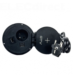 GTV Lighting - Bloc prise encastrable - chargeur induction 5W - 1 prise, 2 USB, RJ45 et HDMI - Noir - Réf.: AE-BPW1FACP-20