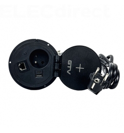 GTV Lighting - Bloc prise encastrable - chargeur induction 5W - 1 prise, 2 USB, RJ45 et HDMI - Noir - Réf.: AE-BPW1FACP-20