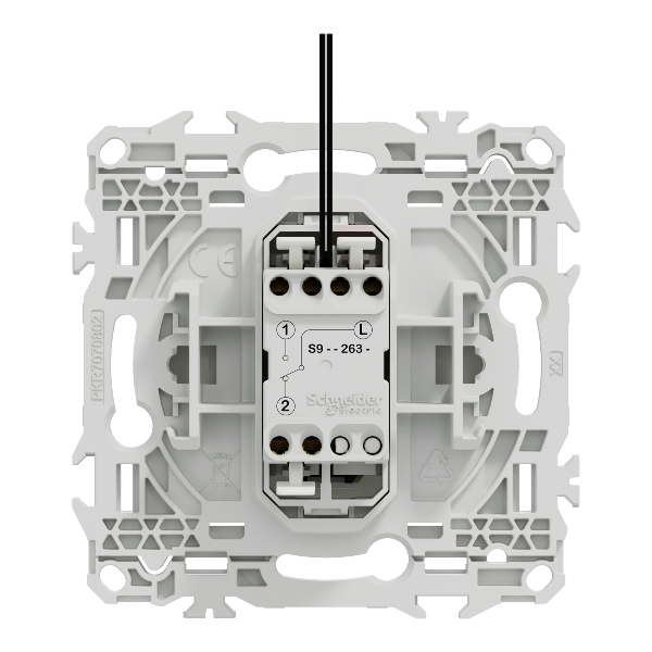 Schneider - Odace 2025 - va-et-vient ou poussoir lumineux/témoin LED verte 0,15mA - 10AX - blanc craie - Réf : S920263