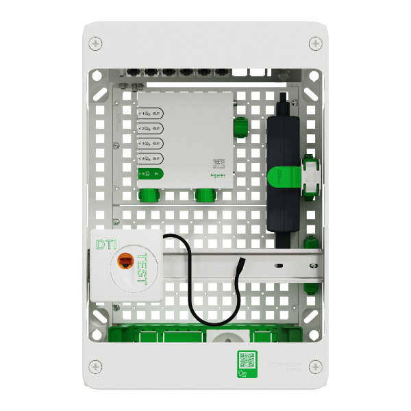 Schneider - Resi9 - Coffret VDI Box 13M2R  - Switch 5ports PoE - 2 prises - grade 3TV 6xRJ45 cat6a - Réf : R9H13402VDIXS