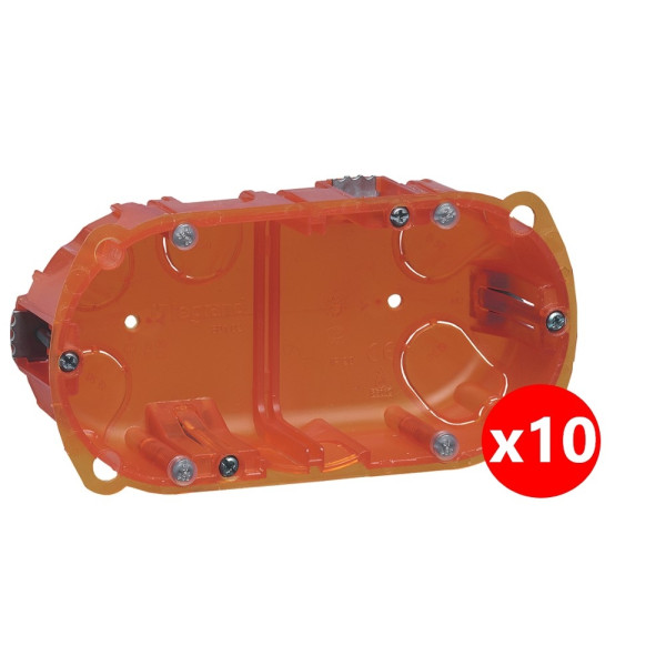Legrand Batibox - LOT de 10 boîtes multimatériaux 2 postes - 4/5M - Hor/Ver - profondeur 50 mm - Réf. : 080122x10