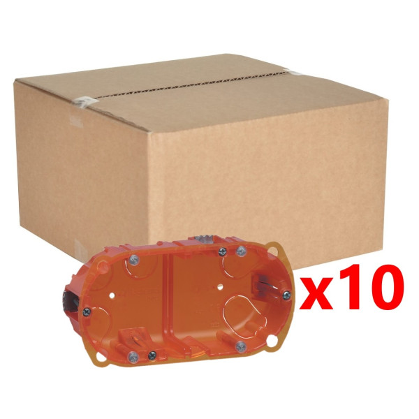 Legrand Batibox - LOT de 10 boîtes multimatériaux 2 postes - 4/5M - Hor/Ver - profondeur 50 mm - Réf. : 080122x10