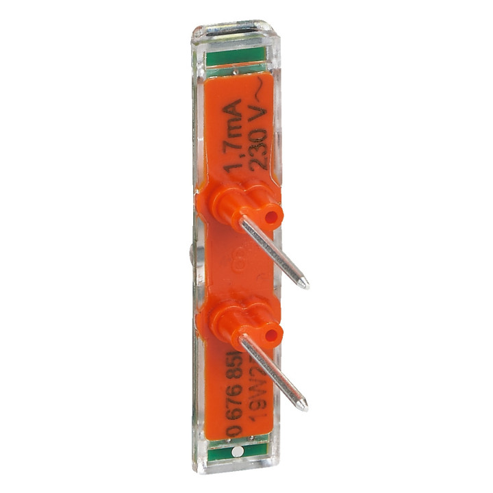 Legrand - Mosaic L- Voyant témoin 230V Easy-Led brochable à LEDs blanches pour mécanismes Mosaic - socle orange - Réf : 067685L