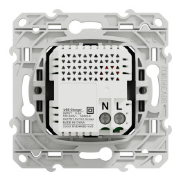 Schneider - Odace 2011 - Prise Double USB Type A - Aluminium - Réf : S530407