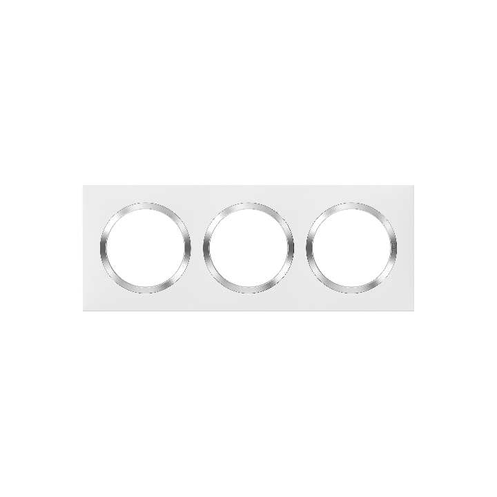 Legrand - Dooxie - Plaque de Finition carrée 3 postes - Blanc avec bague effet chromé - Réf : 600843
