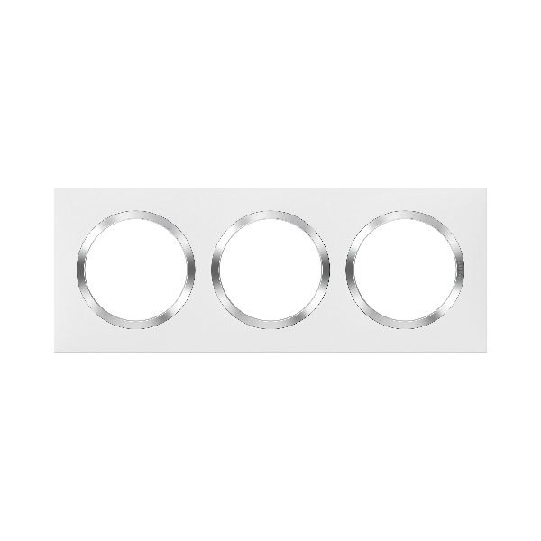 Legrand - Dooxie - Plaque de Finition carrée 3 postes - Blanc avec bague effet chromé - Réf : 600843