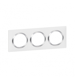 Legrand Dooxie - Plaque de Finition carrée 3 poste finition blanc avec bague chromée - Réf. : 600843