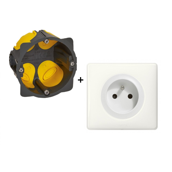 Legrand Céliane - Prêt à poser - Prise 2P+T standard complet + boîte batibox 1 poste BBC