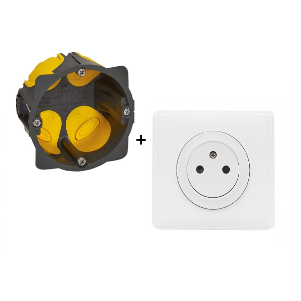 Legrand Céliane - Prêt à poser - Prise 2P+T complet + boîte batibox 1 poste BBC - 066631+080021L+067111+068111+080251