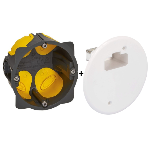 Legrand - Boîte d'encastrement 1 poste BBC - Prof. 40 mm + Couvercle d'applique DCL pour boîte Ø67 mm - Réf : LOT3060