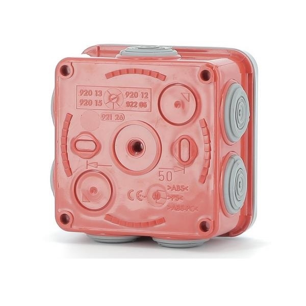 Legrand - Boîte de dérivation étanche rouge et grise - IP55 - 80x80x45 - Réf : 092015